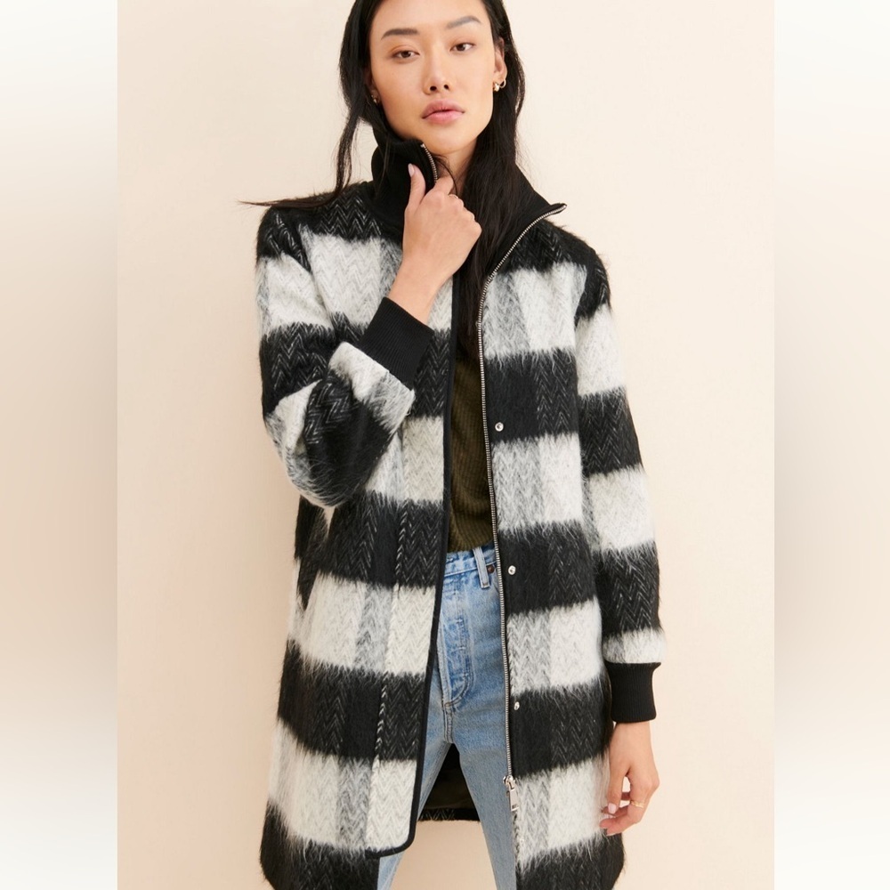 NVLT Black and White Plaid Teddy Jacket